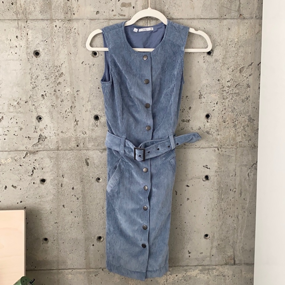 Blue Corduroy Mini Dress
